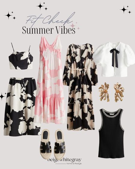 Summer vibes from H&M!! Summer dress,  matching sets, look for less Hermes sandals, flower earrings, puff sleeve blouse. 

#LTKStyleTip #LTKFindsUnder100 #LTKSeasonal