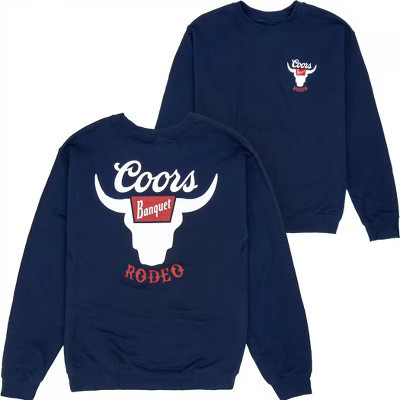 Mens Coors Banquet Rodeo Horns Navy Colorway Crewneck Sweatshirt - Small | Target