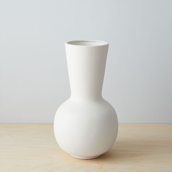Pure White Ceramic Vase, Tall Sack, White | West Elm (US)