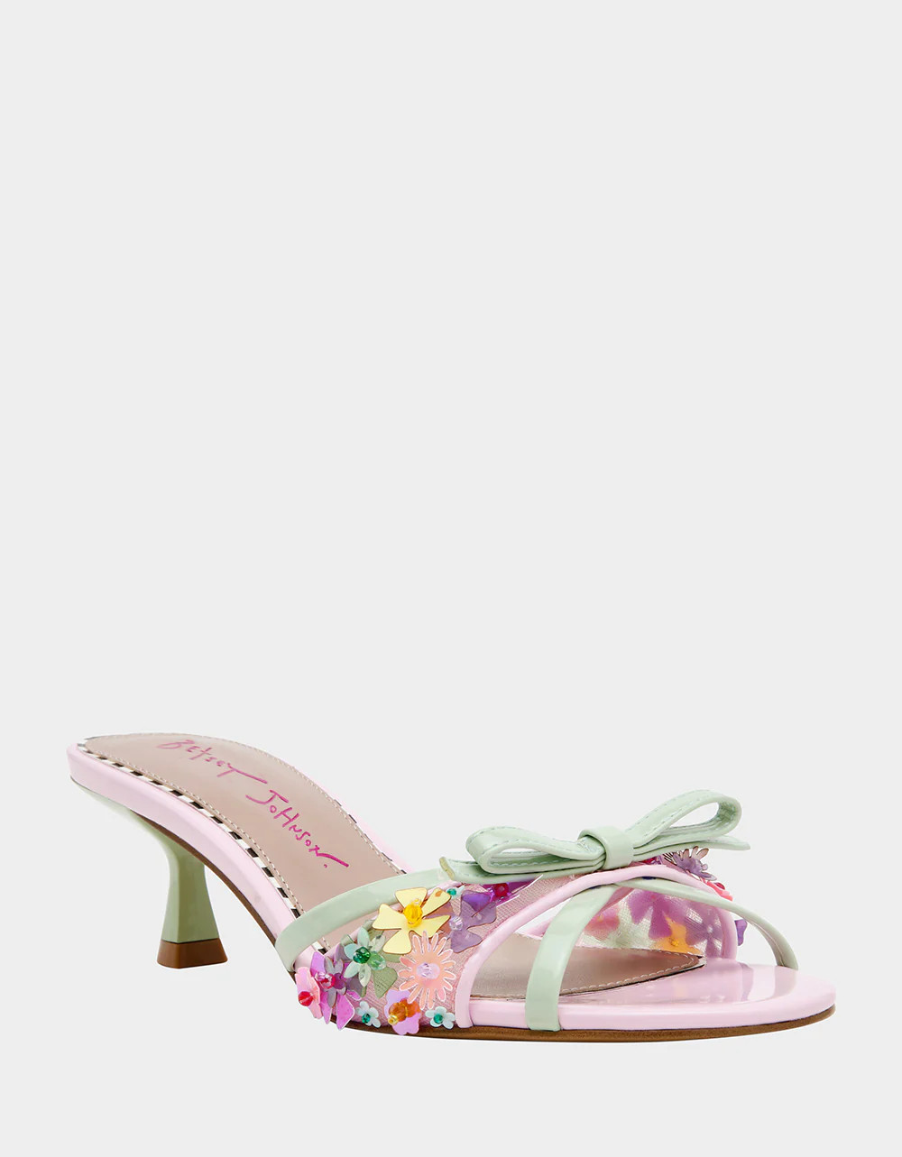 SHIRLEY Pink Multi Women's Kitten Heel Mule Heel | Betsey Johnson