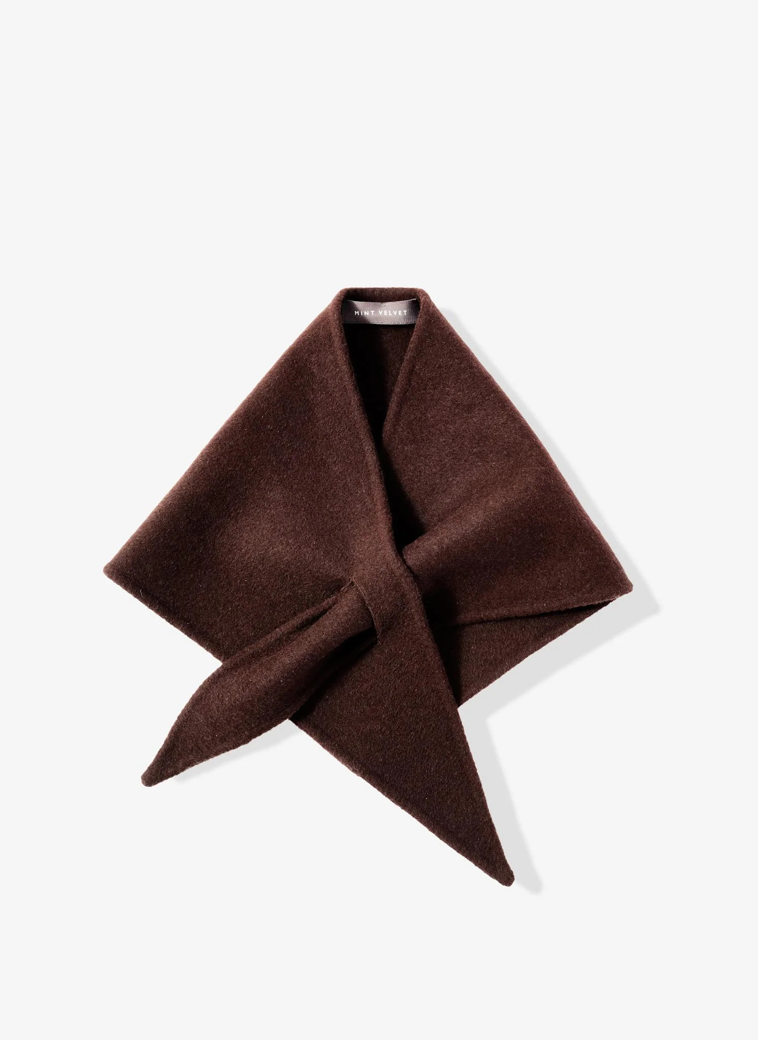 Brown Wool Triangle Scarf | Mint Velvet