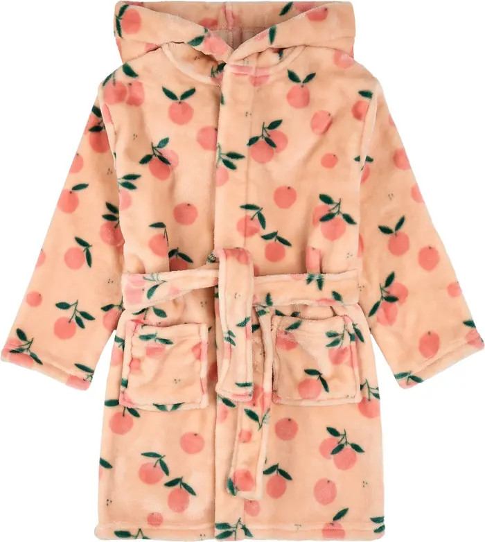 Petit Lem Kids' Orange Print Hooded Fleece Robe | Nordstrom | Nordstrom