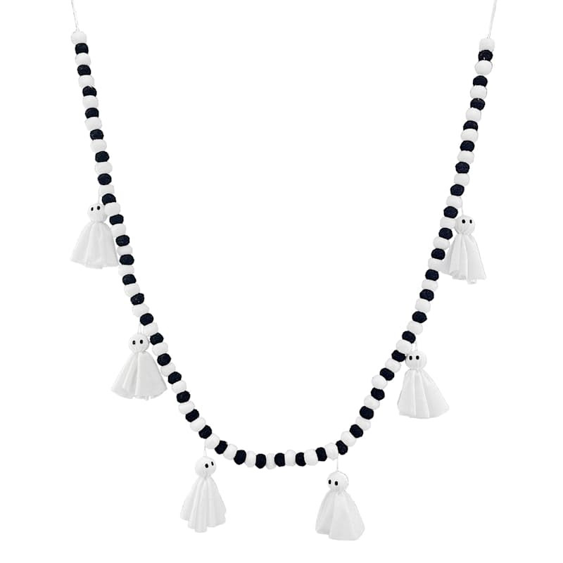 Halloween Ghost Ball Garland, 72" | At Home