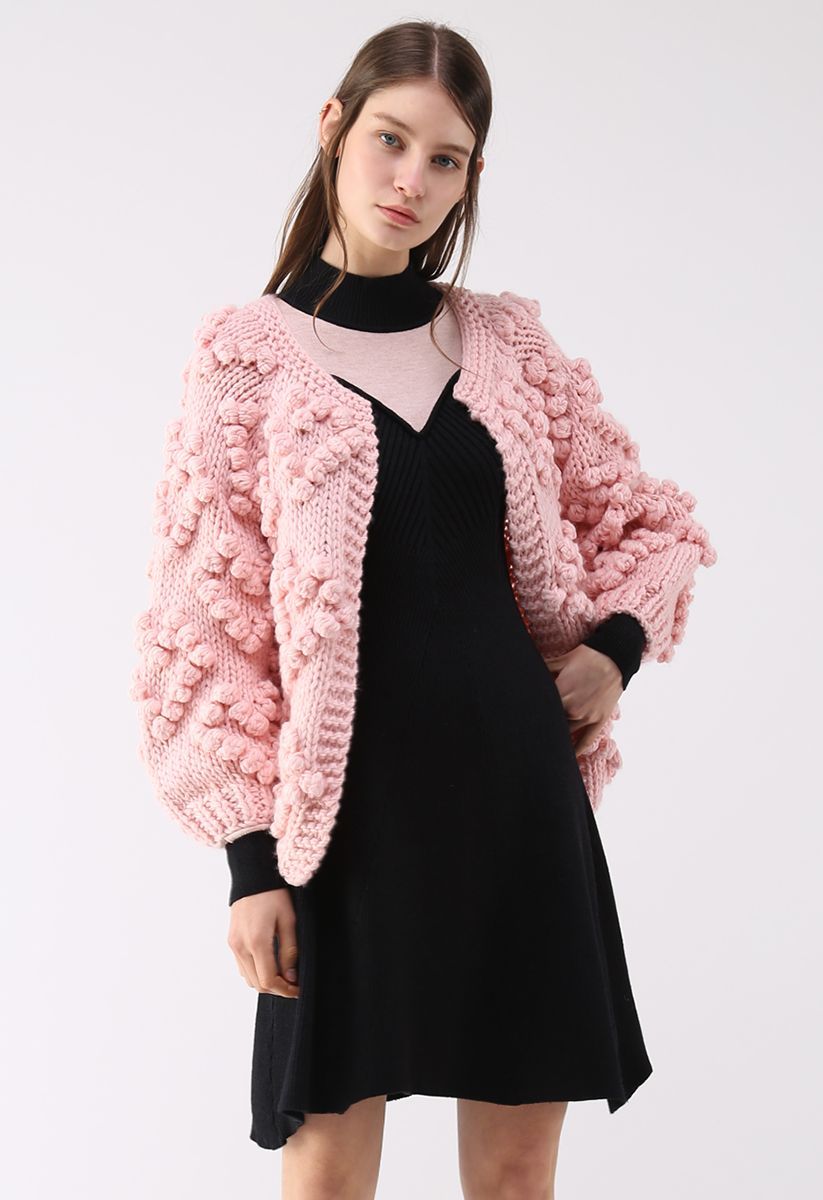 Knit Your Love Cardigan in Pink | Chicwish