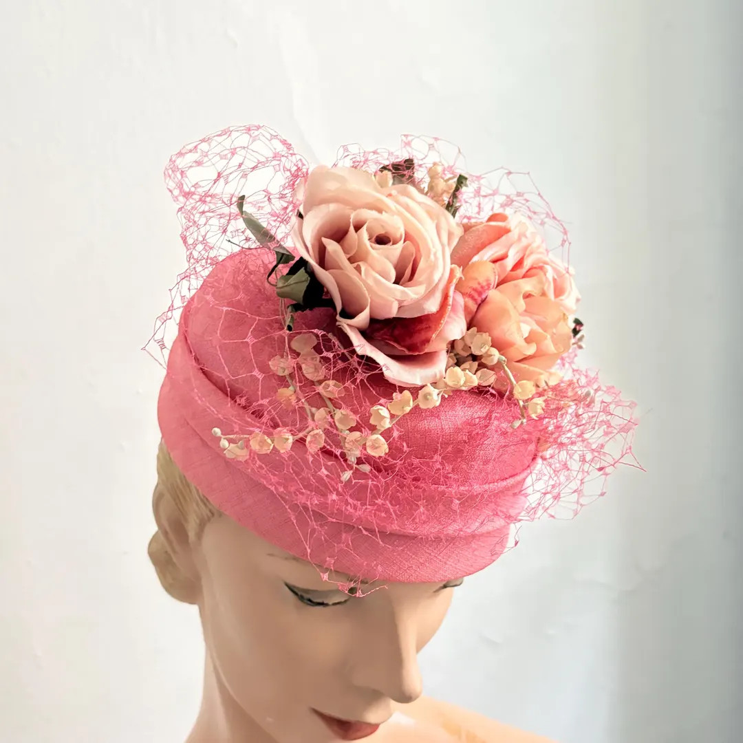 Vintage 1960s Pink Straw Rose Garden Hat Turban Fantasy 60s Hat | Etsy (US)