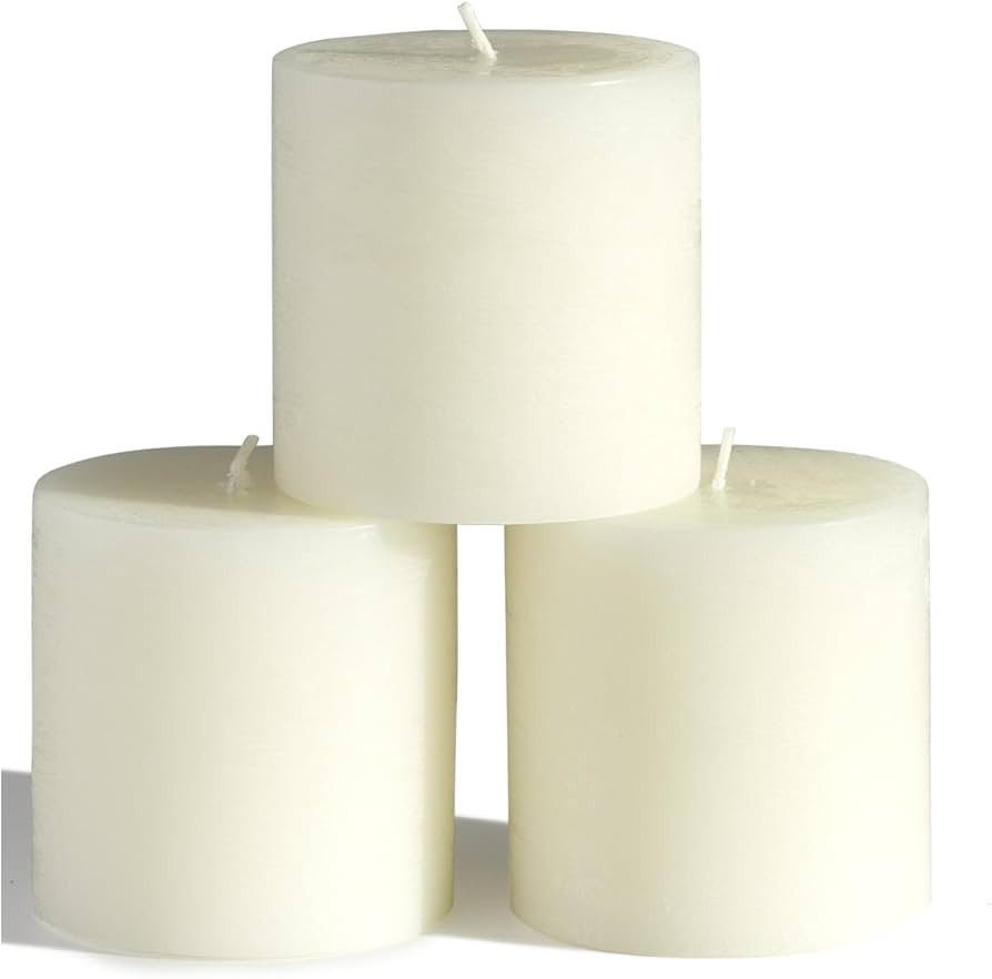 CANDWAX 3x3 Pillar Candle Set of 3 - Decorative Rustic Candles Unscented and Dinner Candles - Ide... | Amazon (US)
