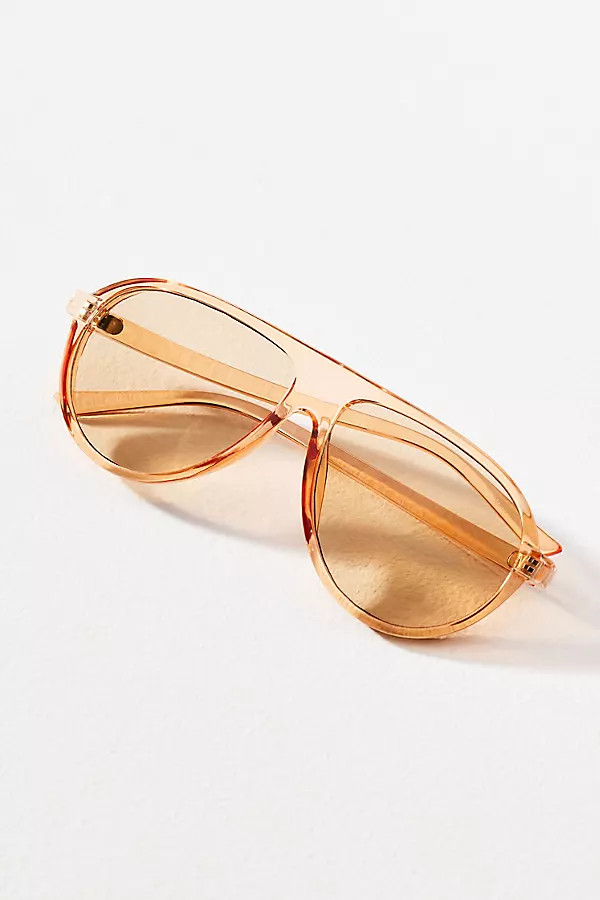 I-SEA Curved Aviator Sunglasses | Anthropologie (US)