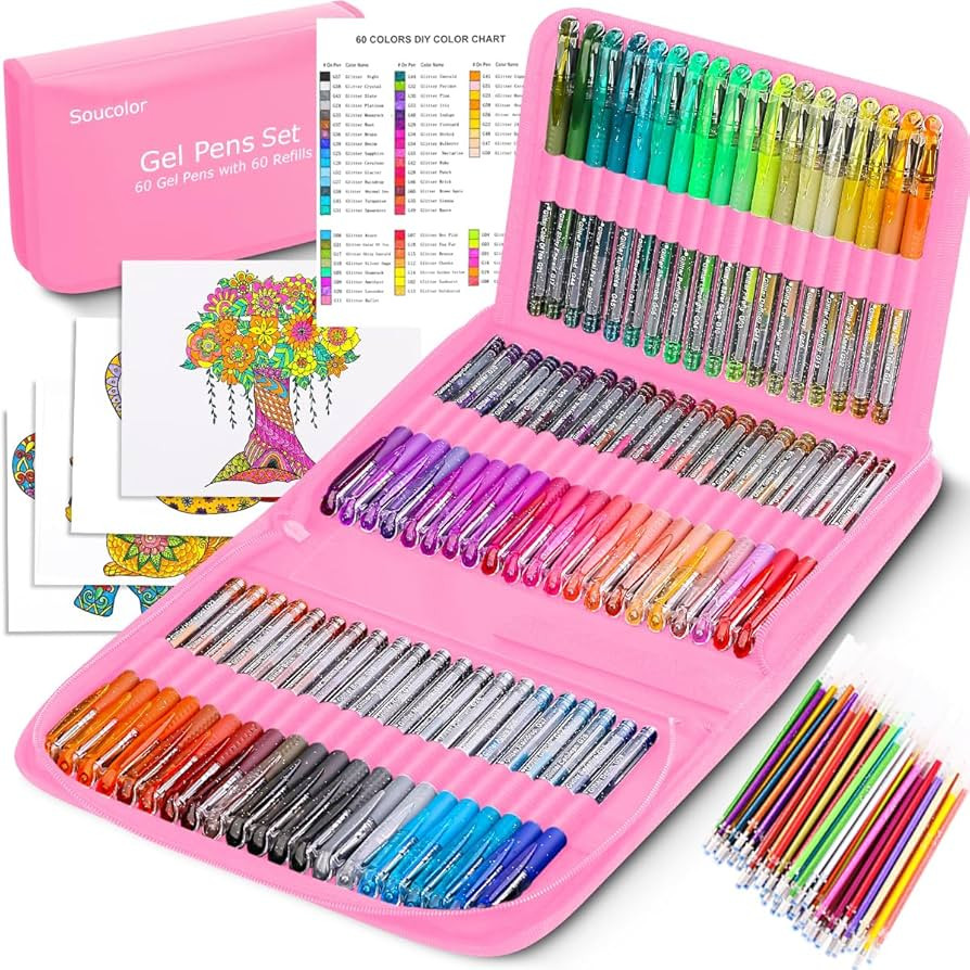 Cute Office School Supplies Gifts for Women Teen Girl Birthday Gifts, Soucolor 120 Pack Glitter G... | Amazon (US)
