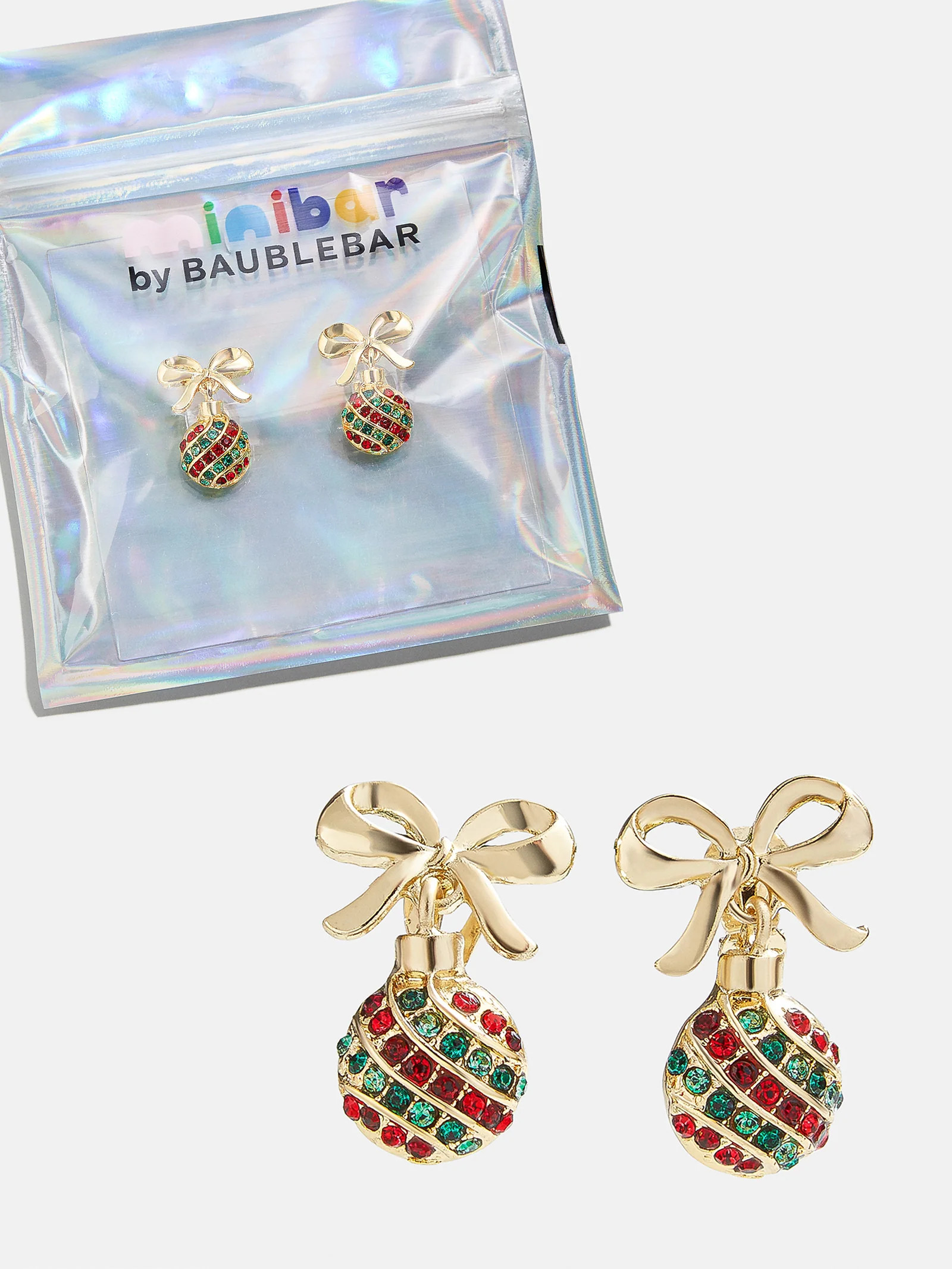 Christmas Ornament Kids' Clip-On Earrings - Green/Red | BaubleBar (US)