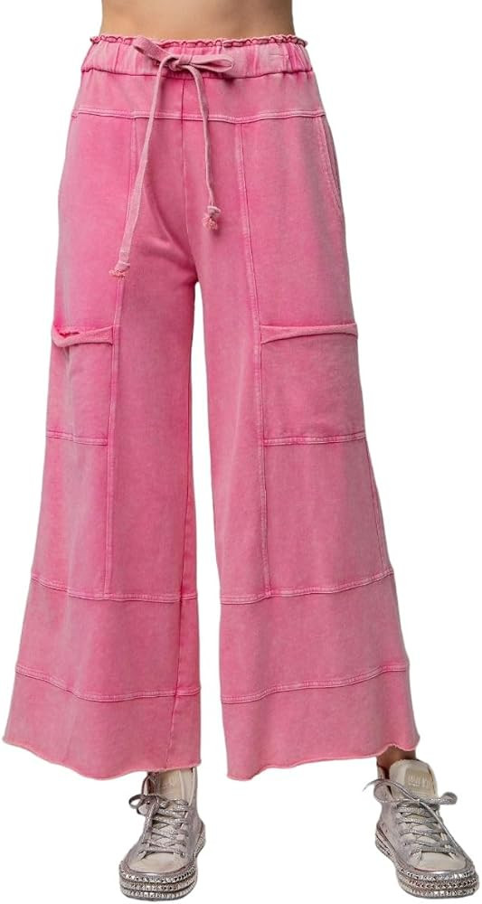 Easel Lazy Days Mineral Washed Wide Leg Pants | Amazon (US)