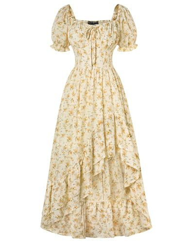 Summer Sundress Floral Corset Dresses for Women 2026 Chiffon Wedding Guest Dress Yellow L | Amazon (US)