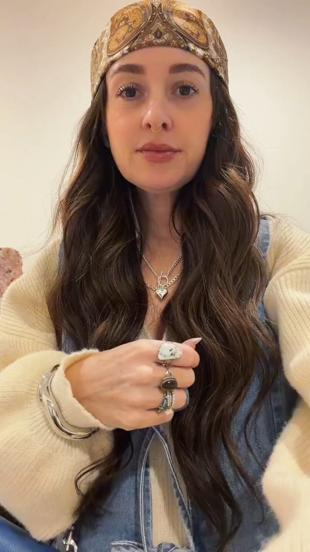 Another #ootd featuring some of my favorite rings. My bangs were absolutely not my friend today so we went with a scarf to keep them under control. Also I think I’m just gonna let TikTok use auto cut on all of my stuff now because 1- I’m a little lazy and 2- it’s kinda fun.