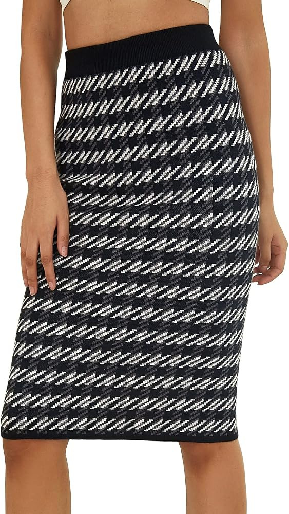 Kate Kasin Women's Knee Length Stretchy Ribbed Skirt for Office Work Hips-Wrapped Skirts | Amazon (US)