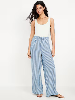 High-Waisted Linen-Blend Super Wide-Leg Pants | Old Navy | Old Navy (US)