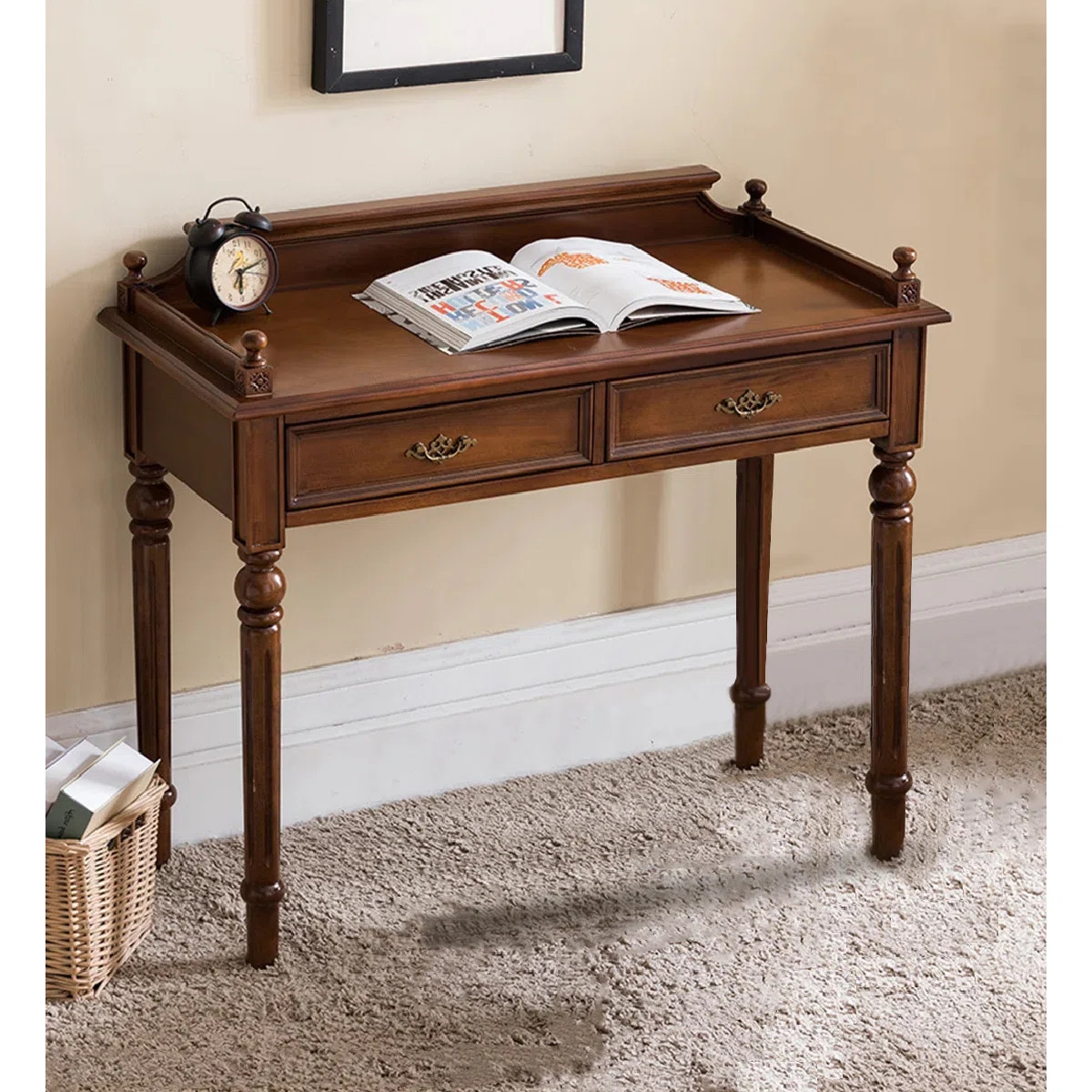 Classic Rubberwood Study Desk with Drawers | Wayfair North America