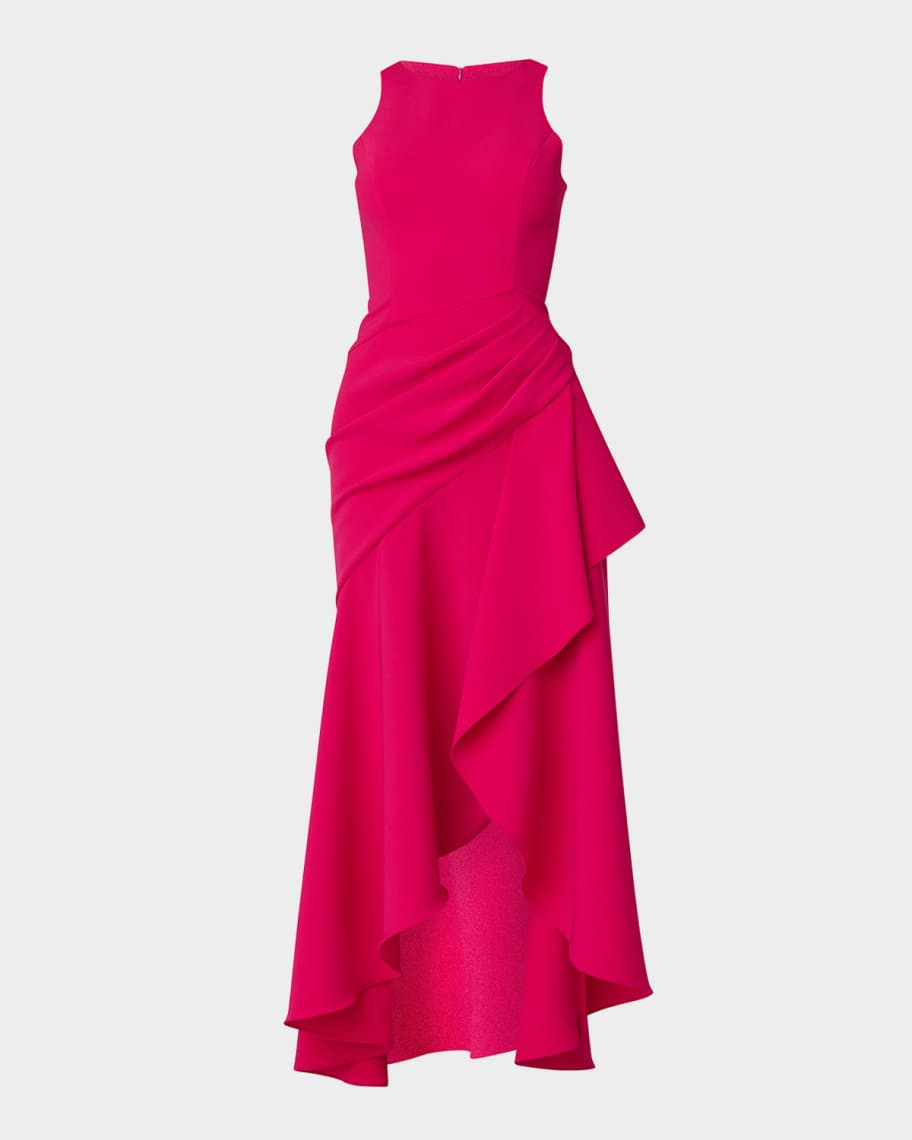 Shoshanna Pleated High-Low Ruffle Gown | Neiman Marcus