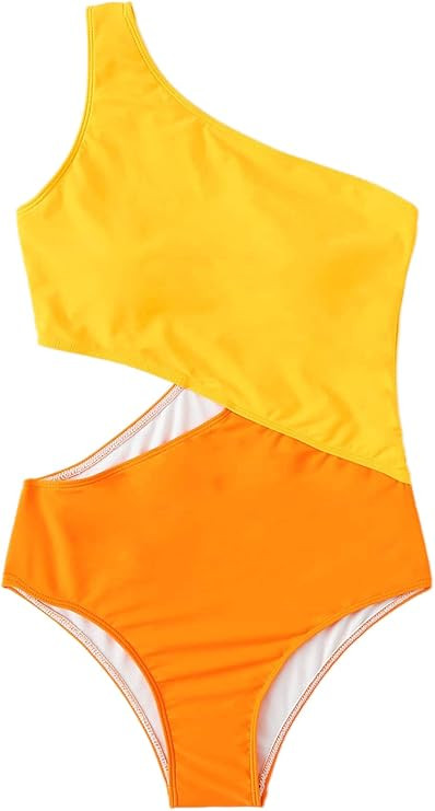 SweatyRocks Women's Bathing Suits One Shoulder Cutout One Piece Swimsuit Swimwear Monokini | Amazon (US)