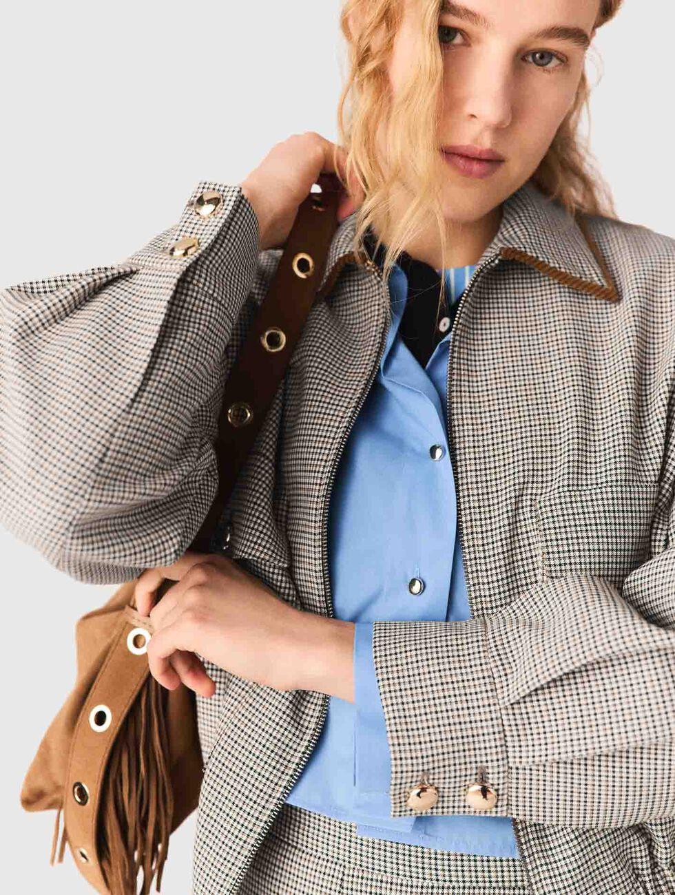 Checked bomber jacket Brown for Women | Maje | Maje US