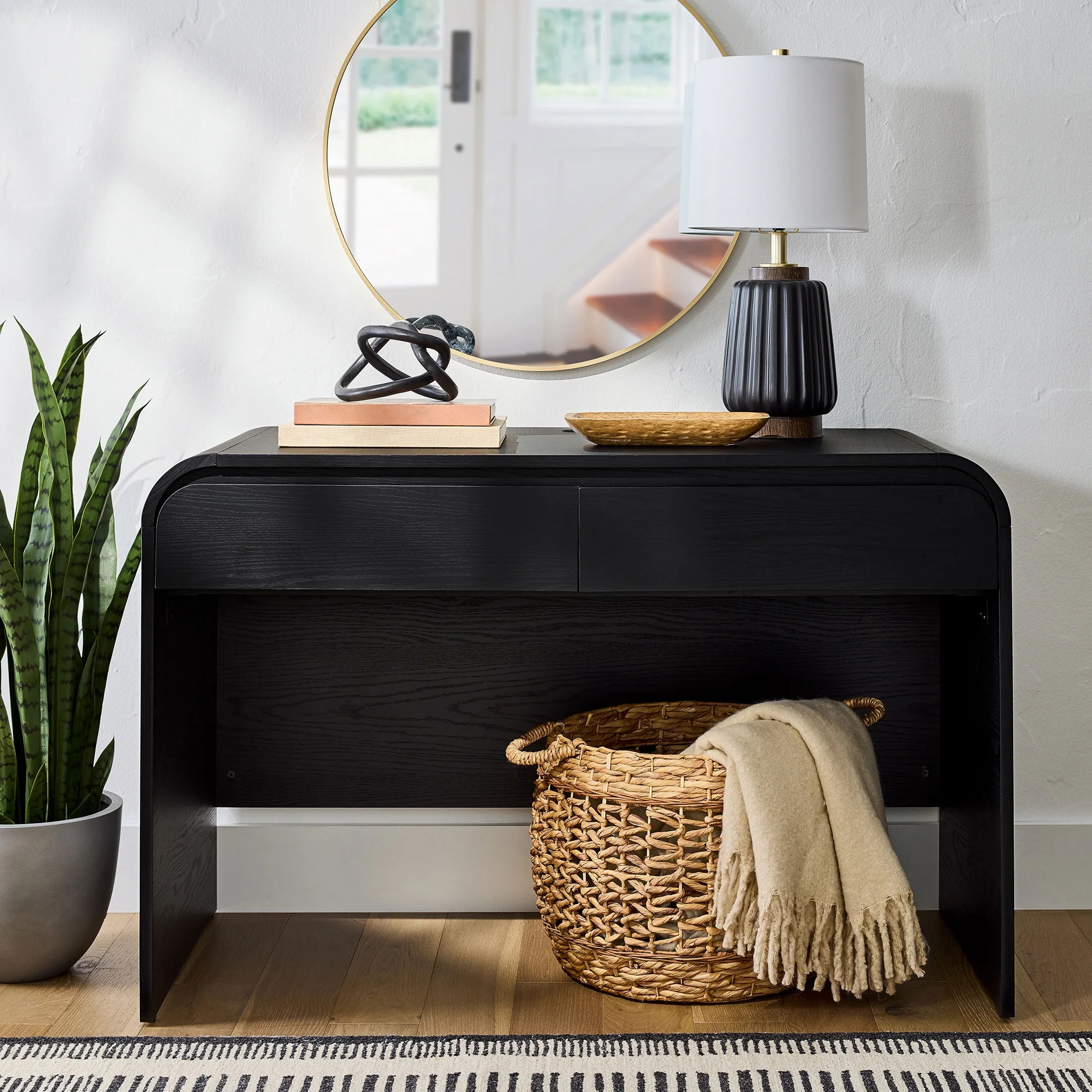 Better Homes & Gardens Juliet Curved Desk with Storage 23.5 inch Depth, Black Finish | Walmart (US)