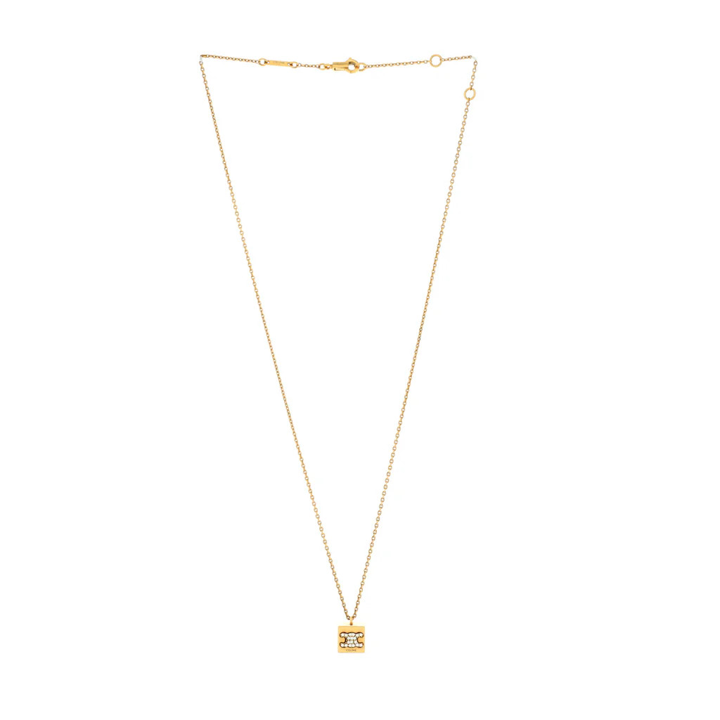 Triomphe Cube Pendant Necklace Metal with Crystals | Rebag