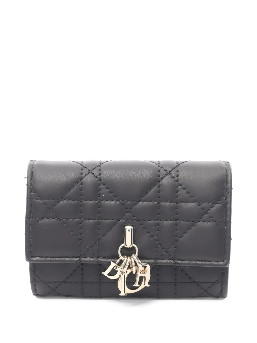 Christian Dior Pre-Owned 2020s My Dior Glycine quilted leather wallet - Black | Farfetch Global