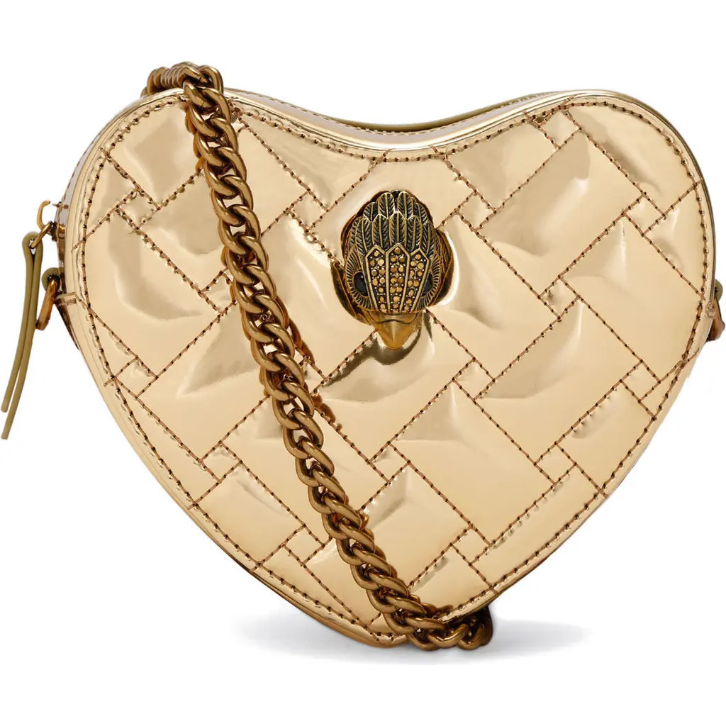 Kurt Geiger London Kensington Heart Quilted Leather Crossbody Bag in Gold at Nordstrom | Nordstrom
