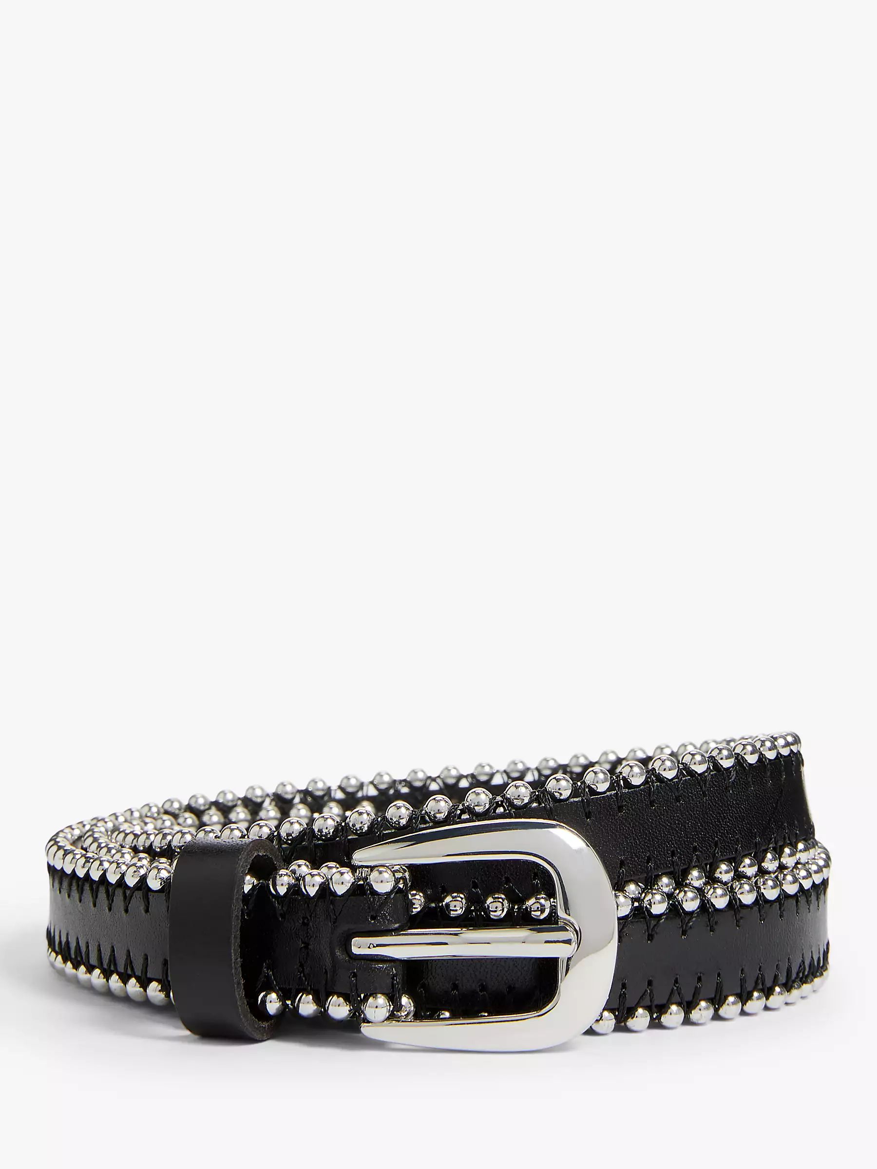 AND/OR Studded Skinny Leather Belt, Black | John Lewis (UK)