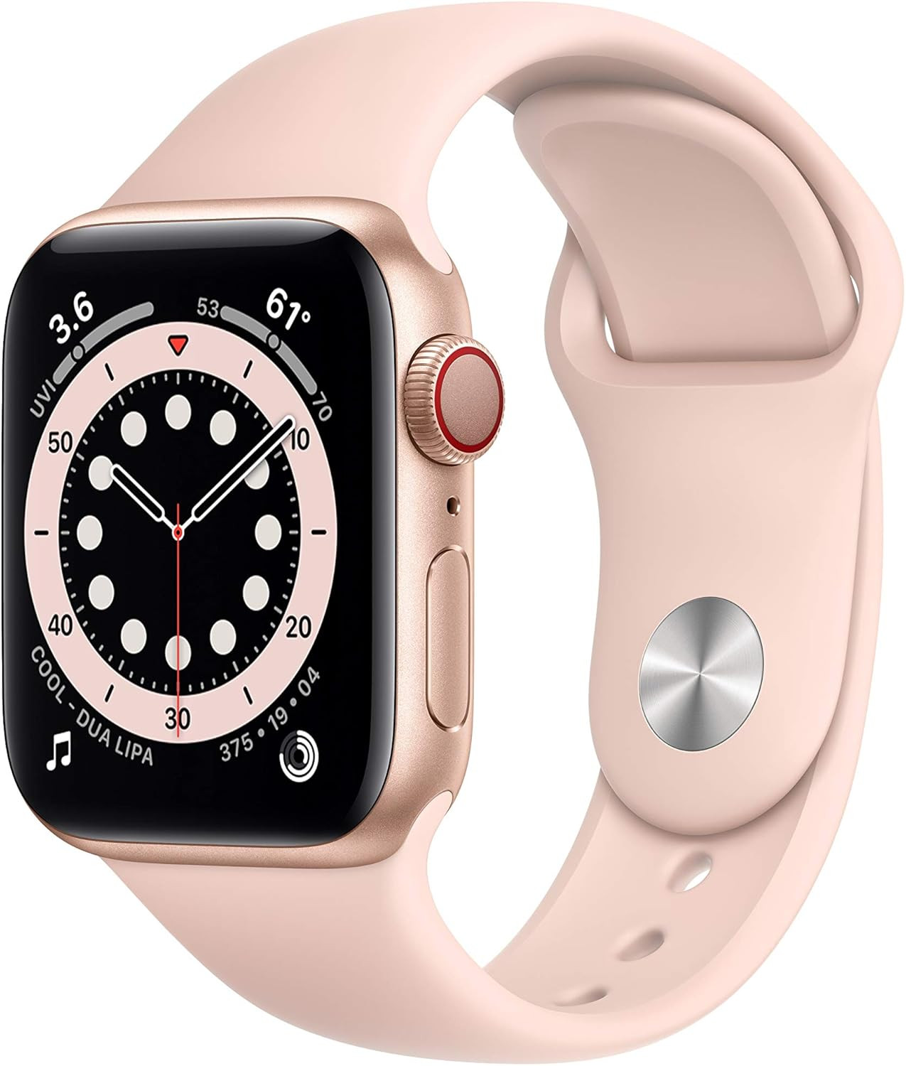 New Apple Watch Series 6 (GPS + Cellular, 40mm) - Gold Aluminum Case with Pink Sand Sport Band | Amazon (US)