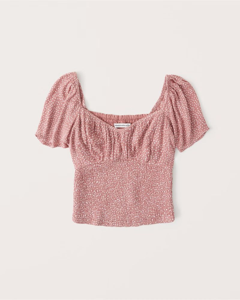 Ruched Smocked Waist Top | Abercrombie & Fitch (US)