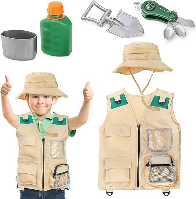 Coloch 5 Pcs Explorer Costume Kit for Kids, Kid Safari Outfit Set Children Pretend Play Costumes ... | Amazon (US)