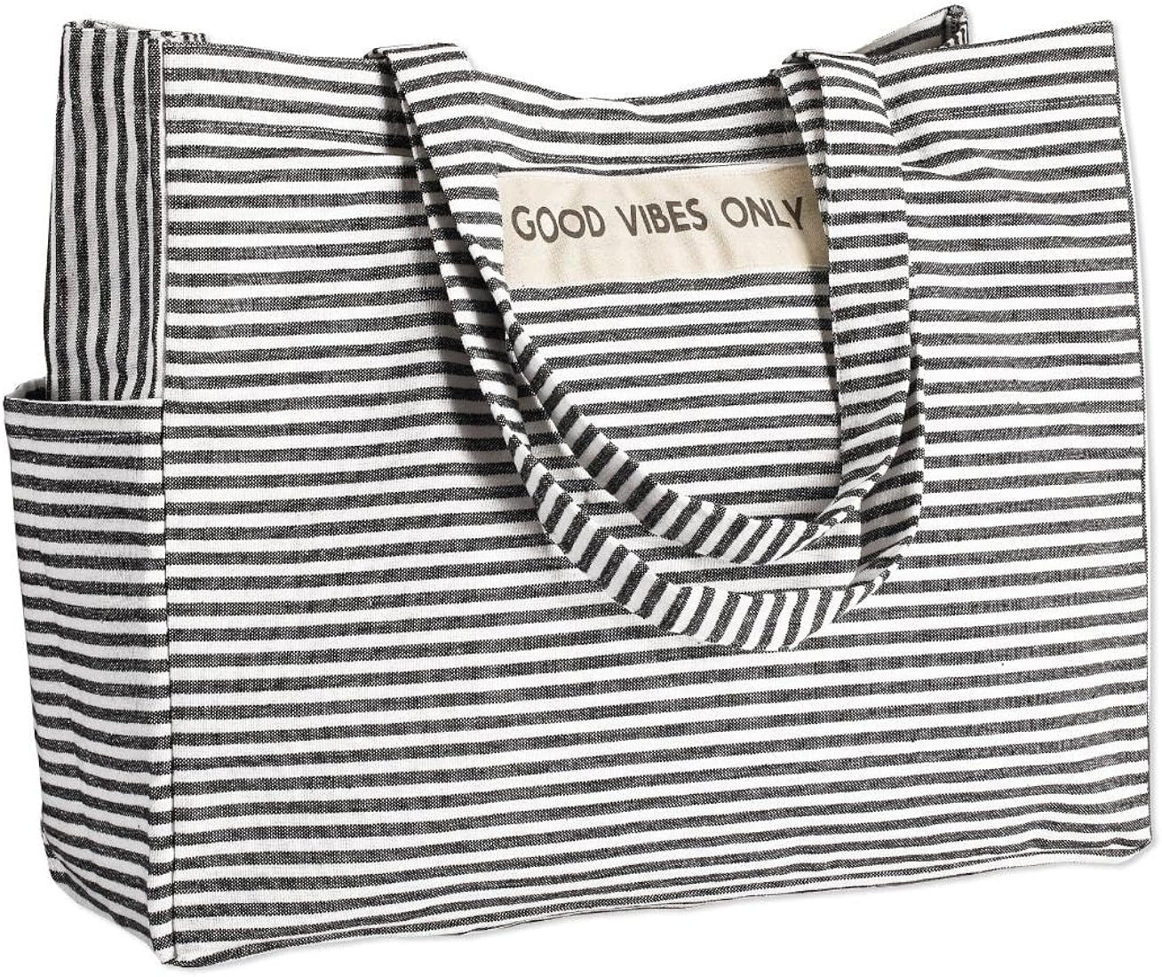 Folkulture Beach Bag For Women | 17 x 14 Inch - 100% Cotton Beach Tote Bag With Zipper Pocket Inside | Amazon (US)