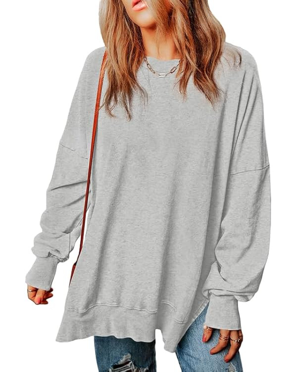 SHEWIN Womens Sweatshirt Casual Long Sleeve Crewneck Lightweight Pullover Tops Loose Sweatshirts | Amazon (US)