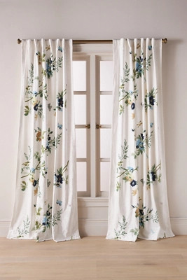 Velvet Embroidered Floral Curtain | Anthropologie (US)