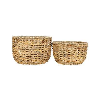 Set of 2 Hand Woven Baskets Natural Water Hyacinth, Seagrass & Rope | Target