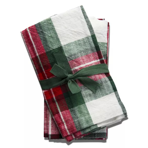 tag Festive Plaid Napkin Set Of 4 Cloth Napkin Holder For Home Table Dinner Decor | Target