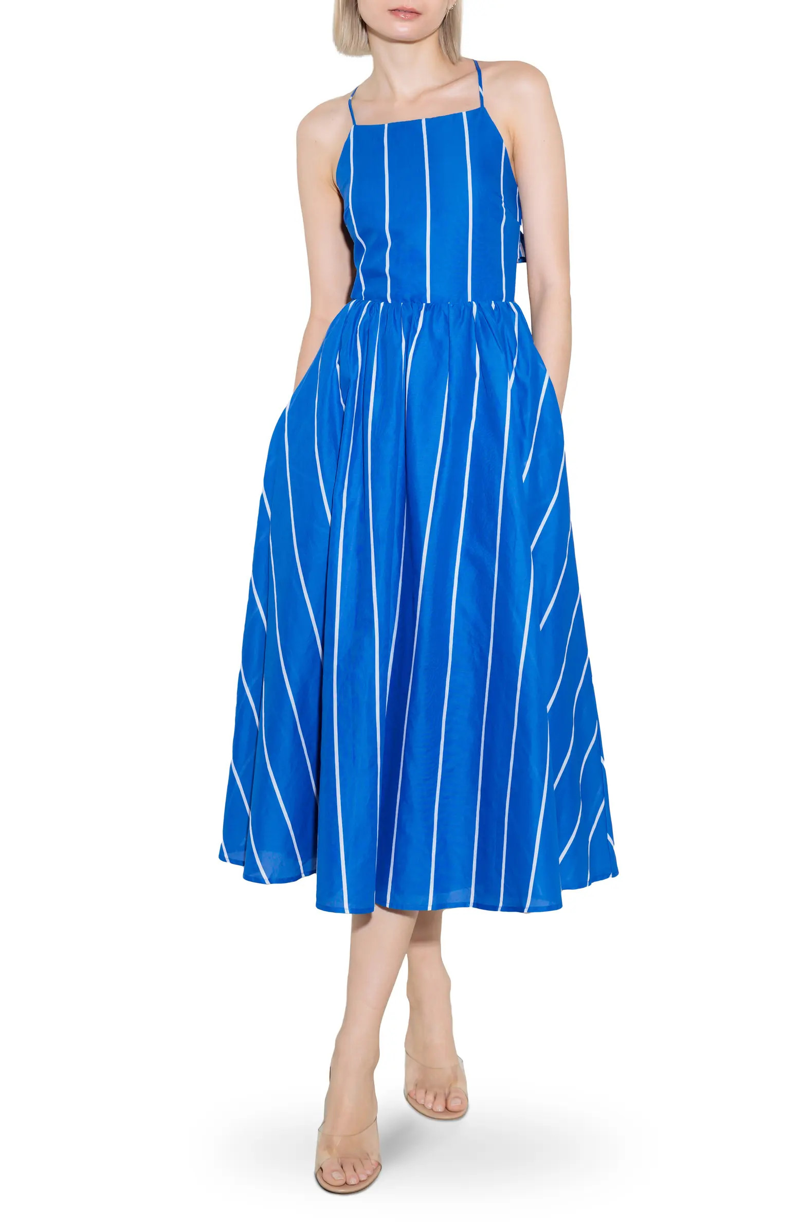 FREEMARKET Stripe Sleeveless Midi Dress | Nordstrom | Nordstrom