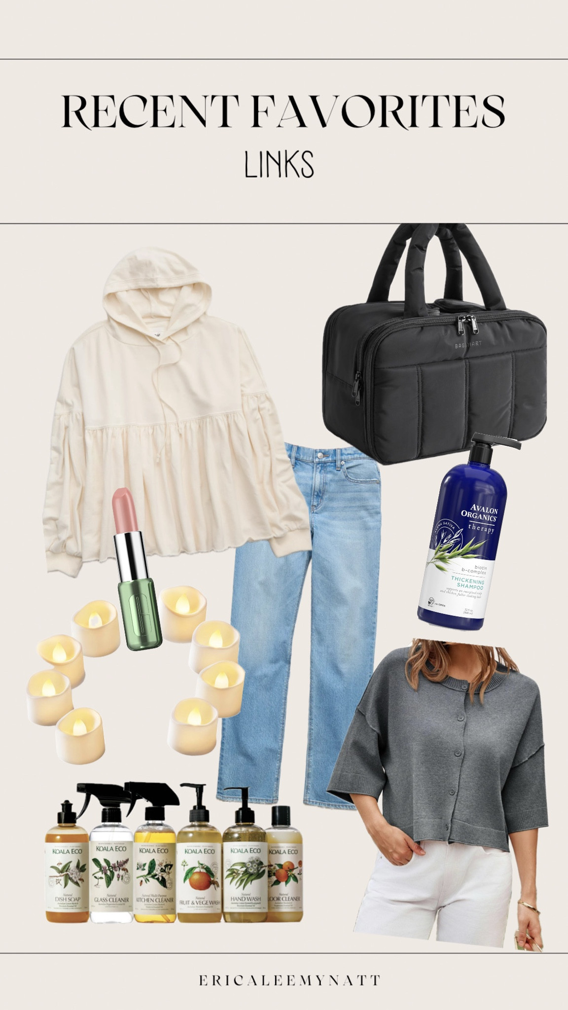 All my recent favorites!! 🖤 

The best jeans, my favorite peplum sweatshirt (I have two colors), our travel toiletry bag, my everyday lipstick, nontoxic shampoo, amazon cardigan, and the flameless tea light candles I’ve been using daily! Will be so great for Halloween and Christmas, but I’ve been turning them on every night and I love the cozy vibe ✨

#LTKHome #LTKSaleAlert #LTKFindsUnder50