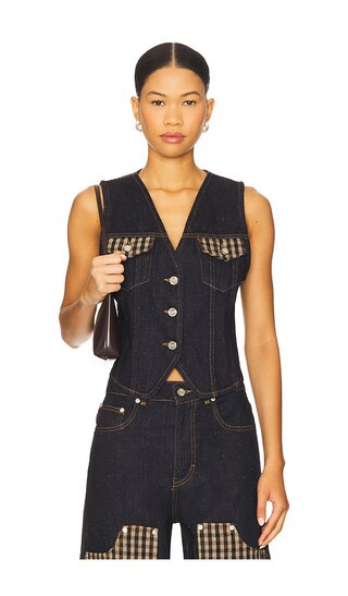 Neppy Denim Vest in Dark Blue Stone | Revolve Clothing (Global)