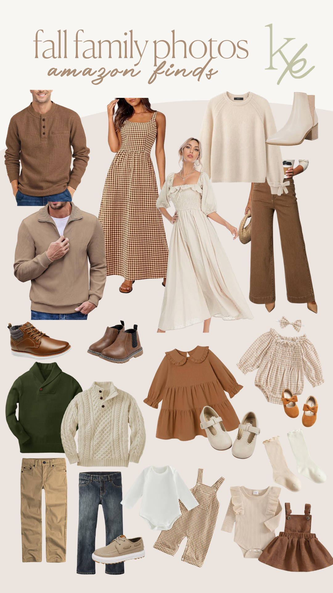 Fall photo looks for the whole family! family photos // fall outfits // neutral fall colors // gingham dress // mens fall looks // mary janes // kids fall // baby fall  

 #LTKBaby #LTKKids #LTKMens
