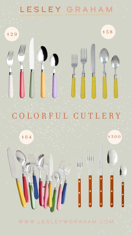Colorful cutlery perfect for summer! Bright colored forks and knives. French cutlery. High budget low budget.

#LTKhome #LTKfindsunder100 #LTKkids