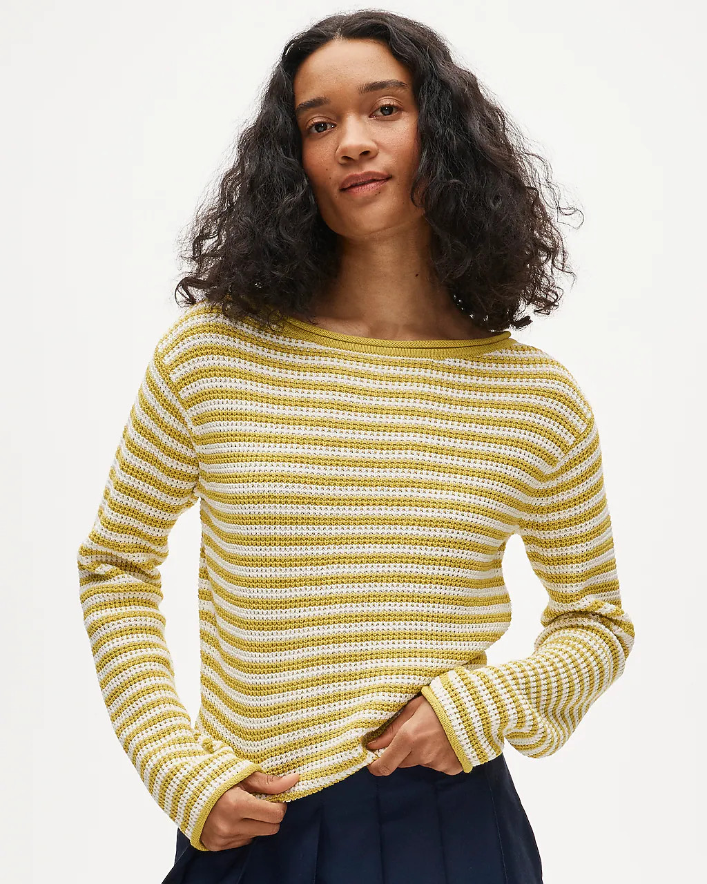 Boatneck sweater in stripe | J. Crew US