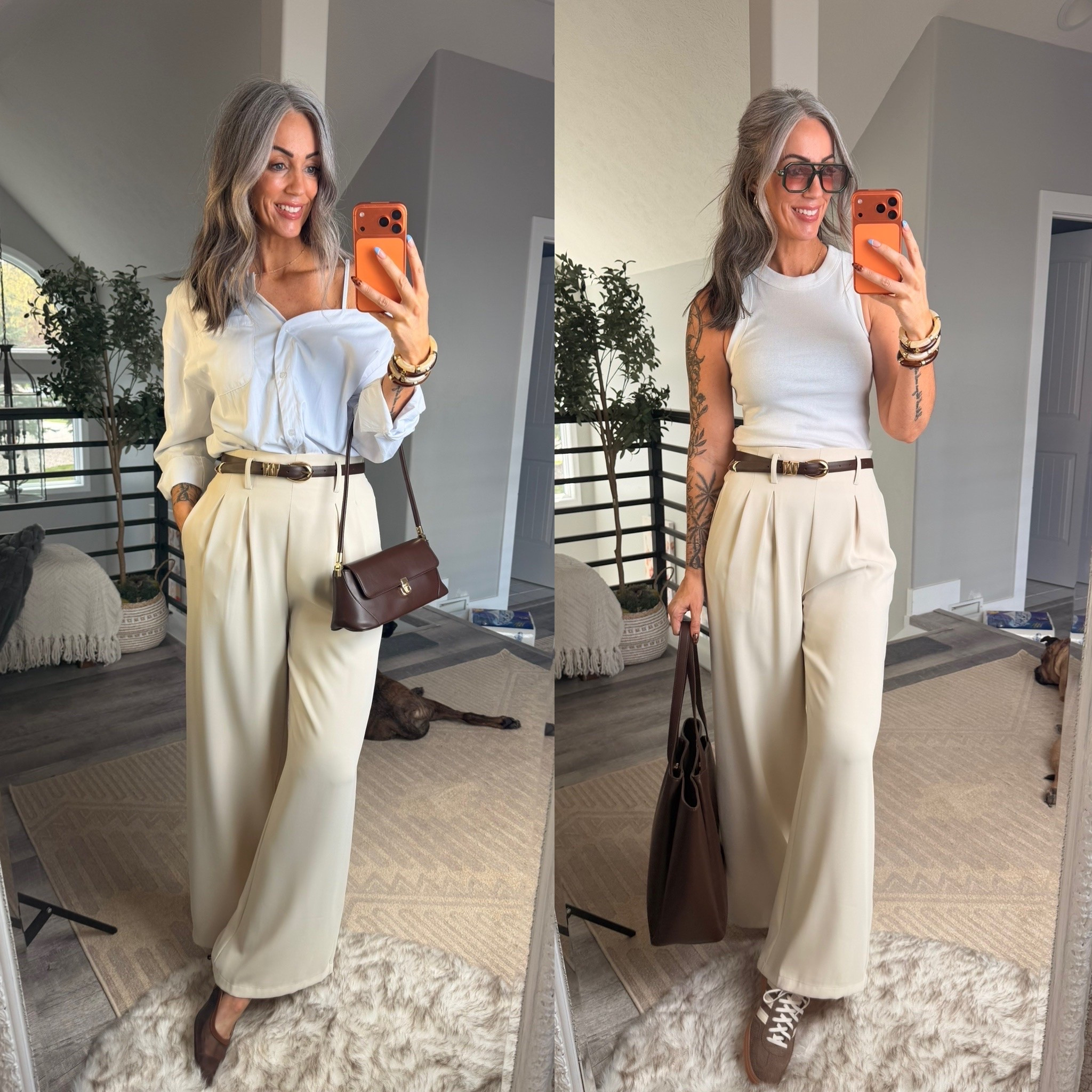 Trouser pants styled 2 ways! The elastic waist is super comfy and love that they have inseam options! I’m wearing size Sm Long

#LTKOver40