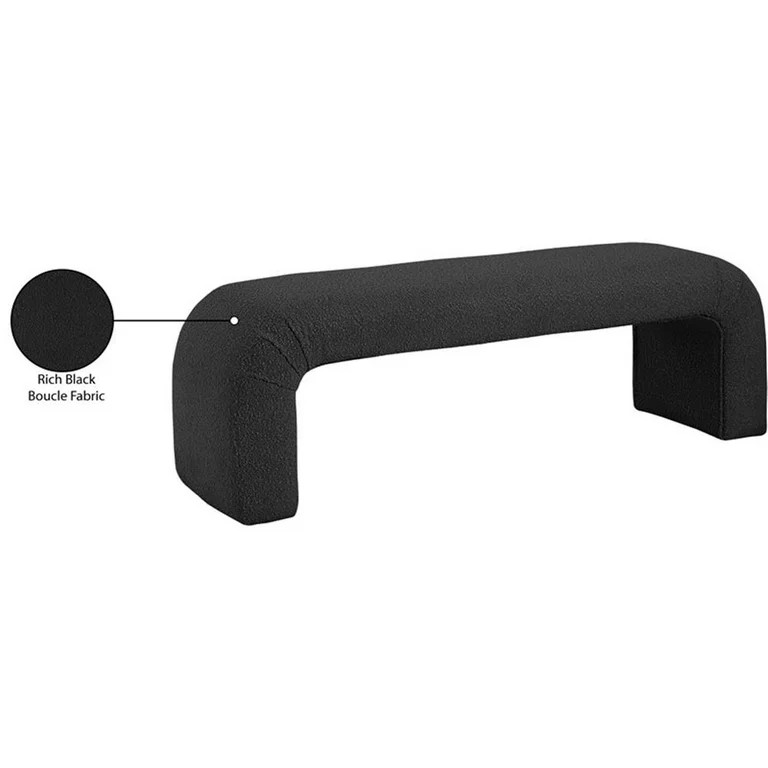 Meridian Furniture Niagara Black Boucle Fabric Bench | Walmart (US)
