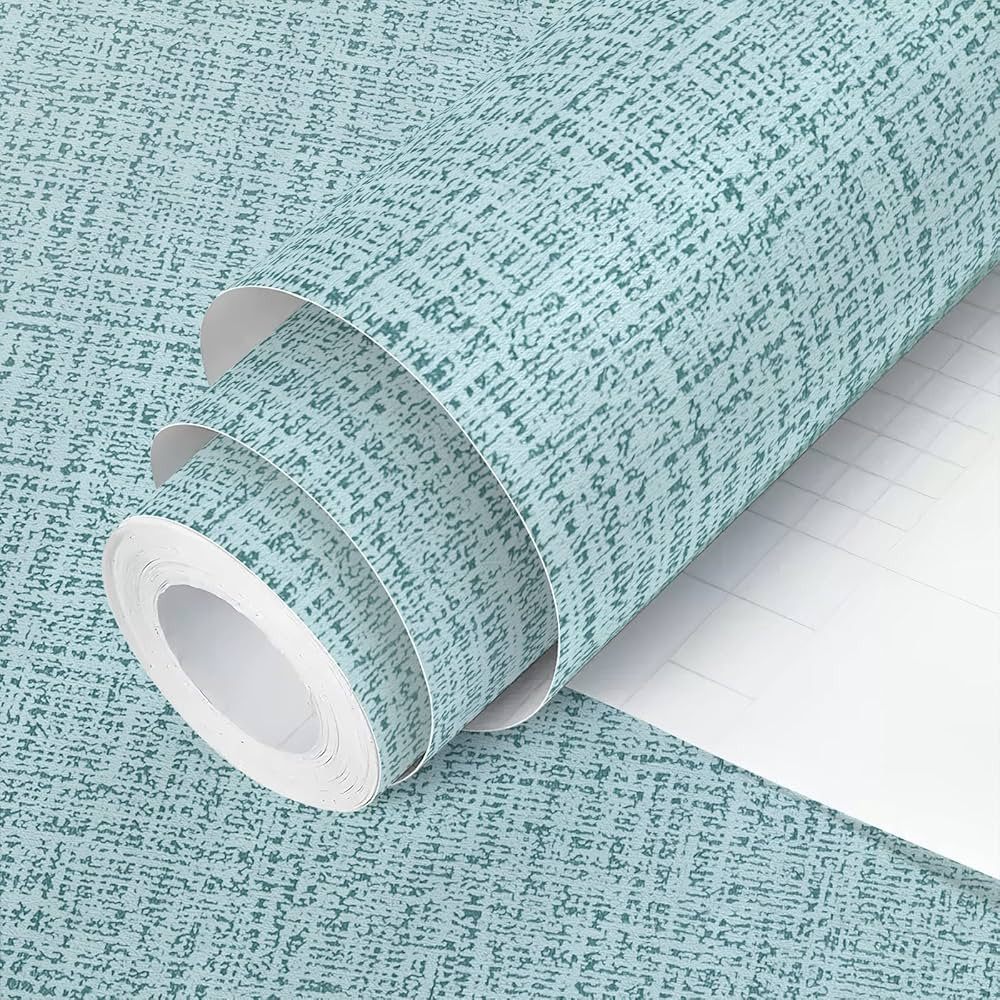 Teal Wallpaper Grasscloth Peel and Stick Wallpaper 17.7inch x 118.1inch Teal Contact Paper Textur... | Amazon (US)