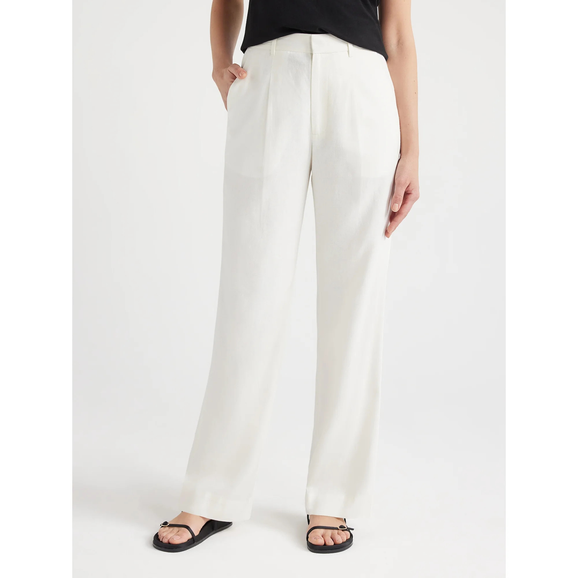 Free Assembly Women’s High-Rise Wide-Leg Pleated Pants, 32” Inseam, Sizes 0-20 | Walmart (US)