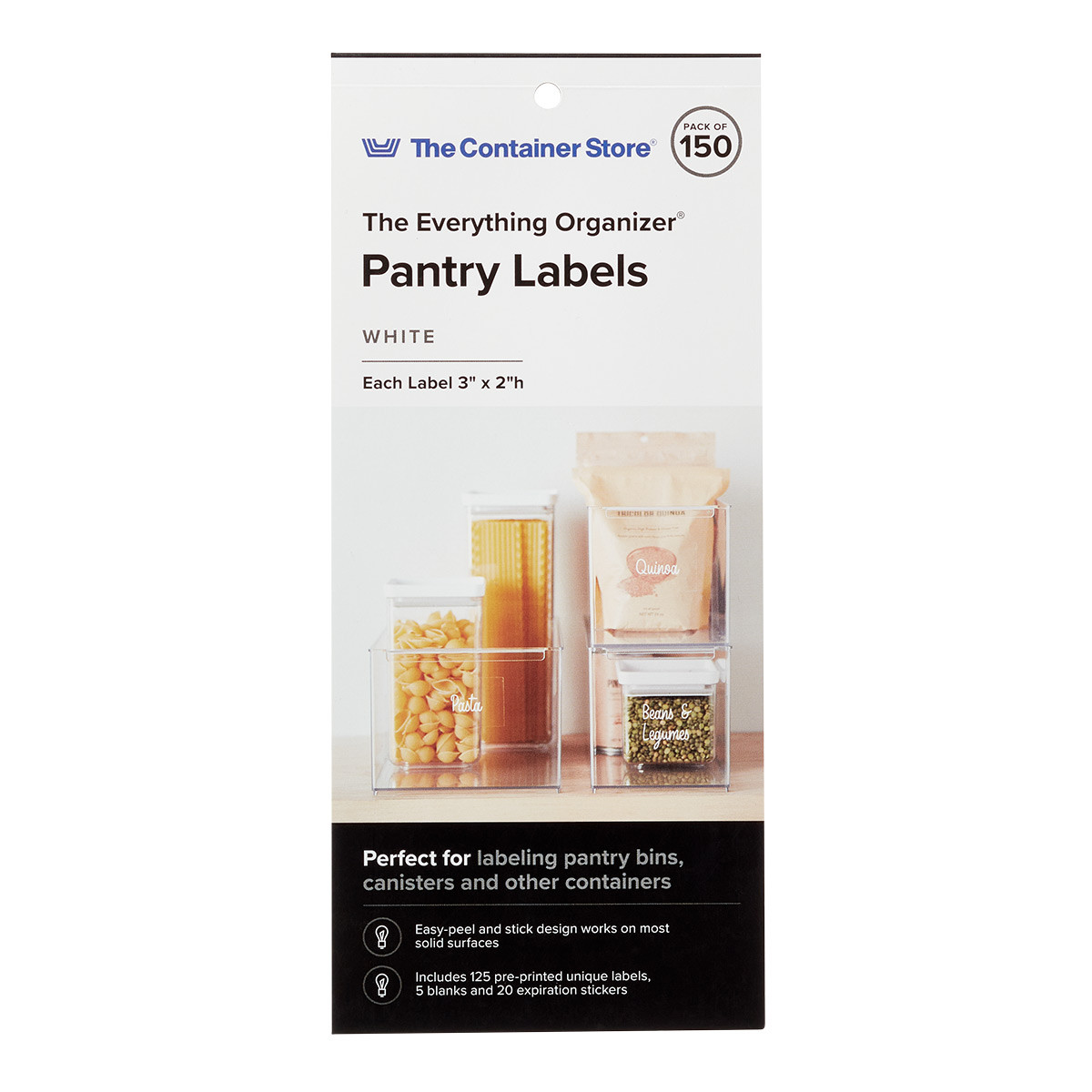 The Everything Organizer Pantry Labels Clear/White Pkg/150 | The Container Store