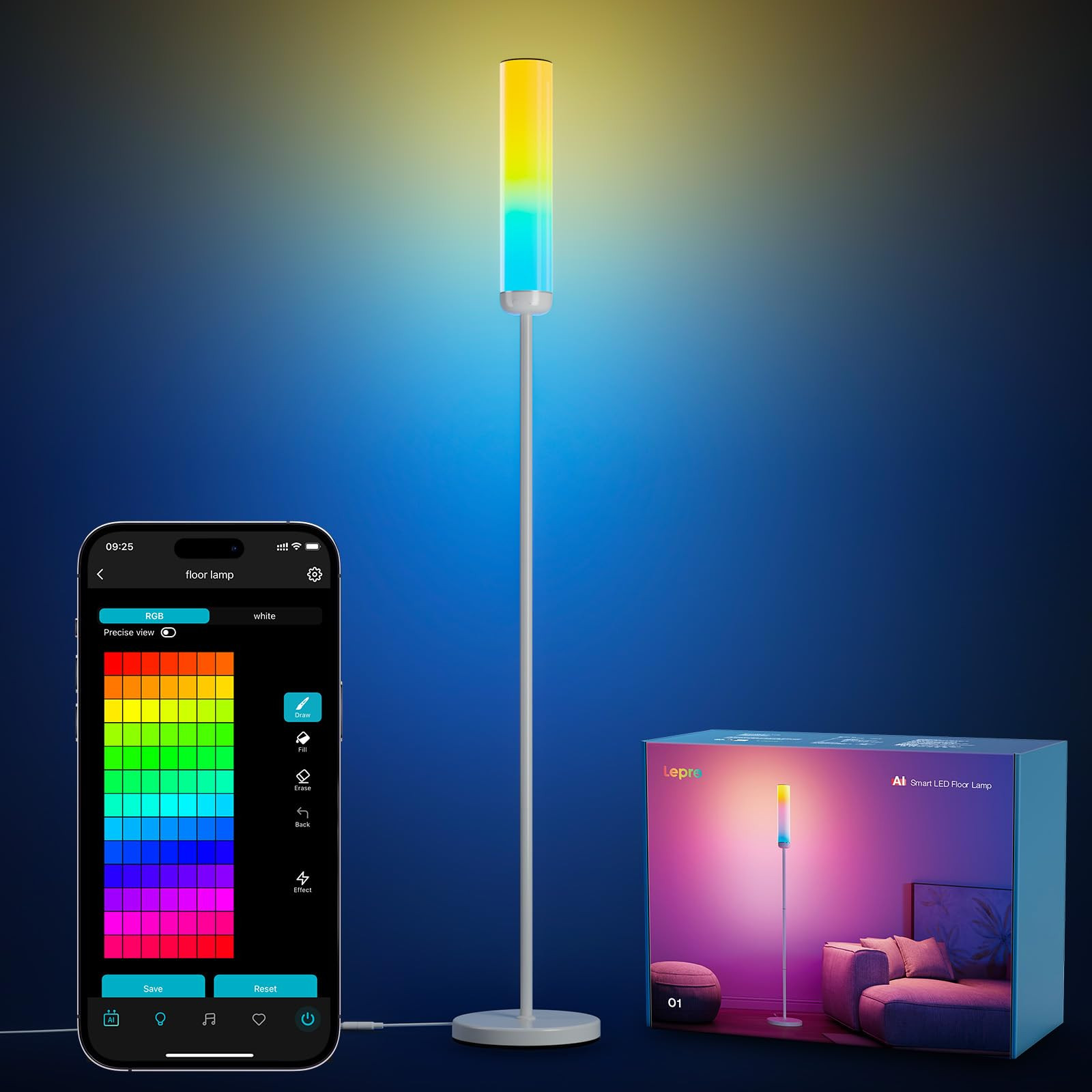 Lepro O1 AI Floor Lamp, 2300LM Smart LED Standing Lamp APP/WiFi Control, Alexa/Google Assistant E... | Amazon (US)
