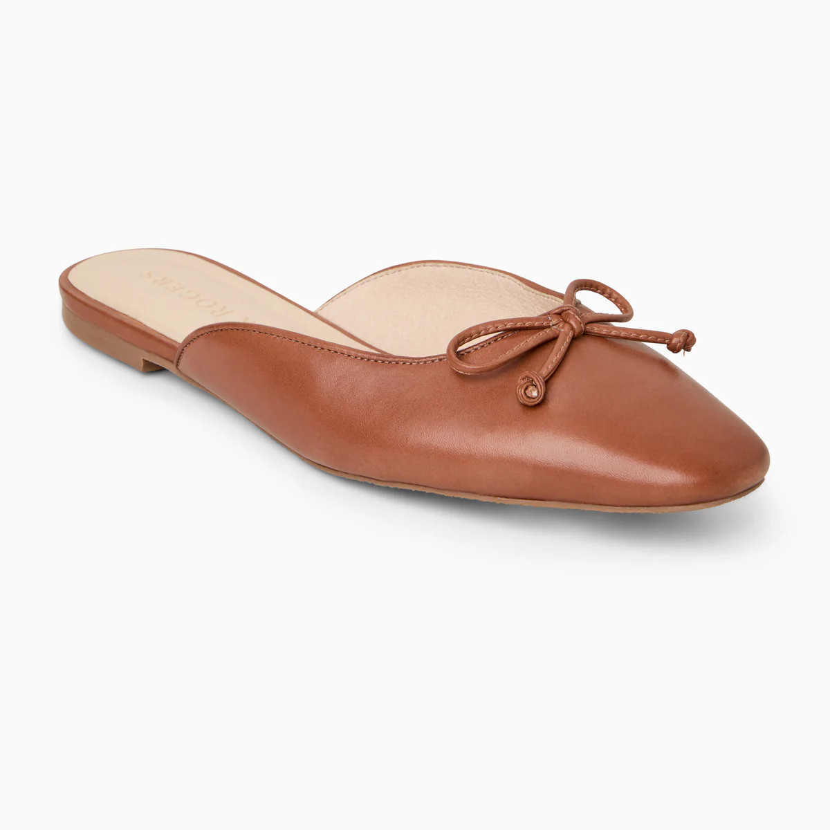 Jack Rogers Ginny Flat Mule | Nappa Leather | Cognac | Jack Rogers