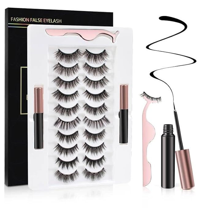 Magnetic Eyelashes Kit , False Eyelashes Natural Look, Magnetic Eyelashes with Eyeliner, 2 Magnet... | Amazon (US)