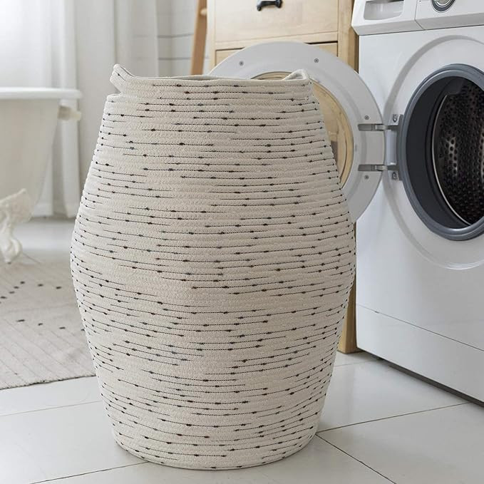 LA JOLIE MUSE Large Cotton Rope Storage Basket Organizer with Handles, Jumbo Laundry Hamper for L... | Amazon (US)